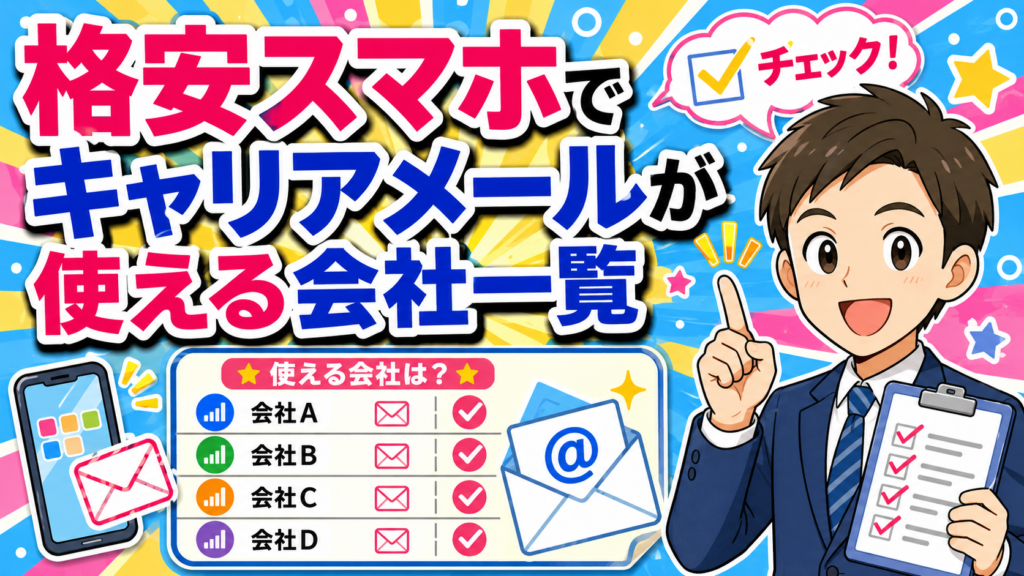 格安スマホでキャリアメールが使える会社一覧