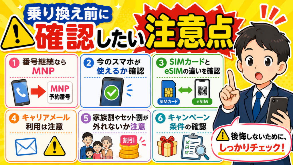 乗り換え前に確認したい注意点