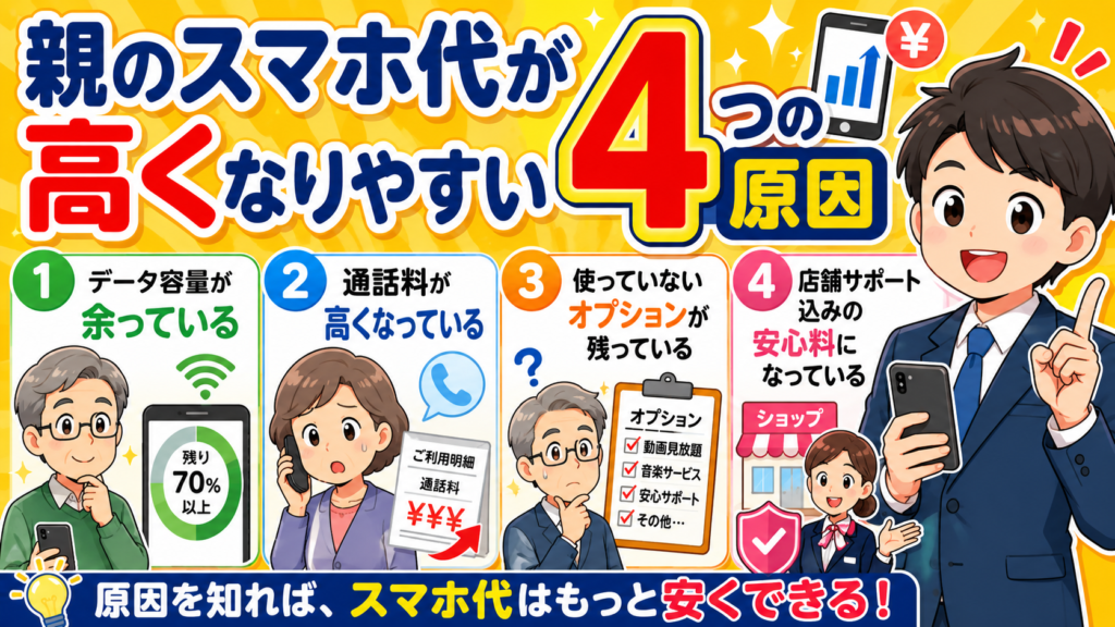 親のスマホ代が高くなりやすい4つの原因