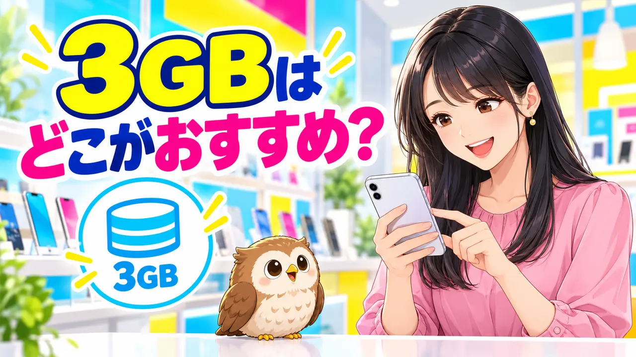 3GBの格安SIMはどこがおすすめかスマホで確認する女性