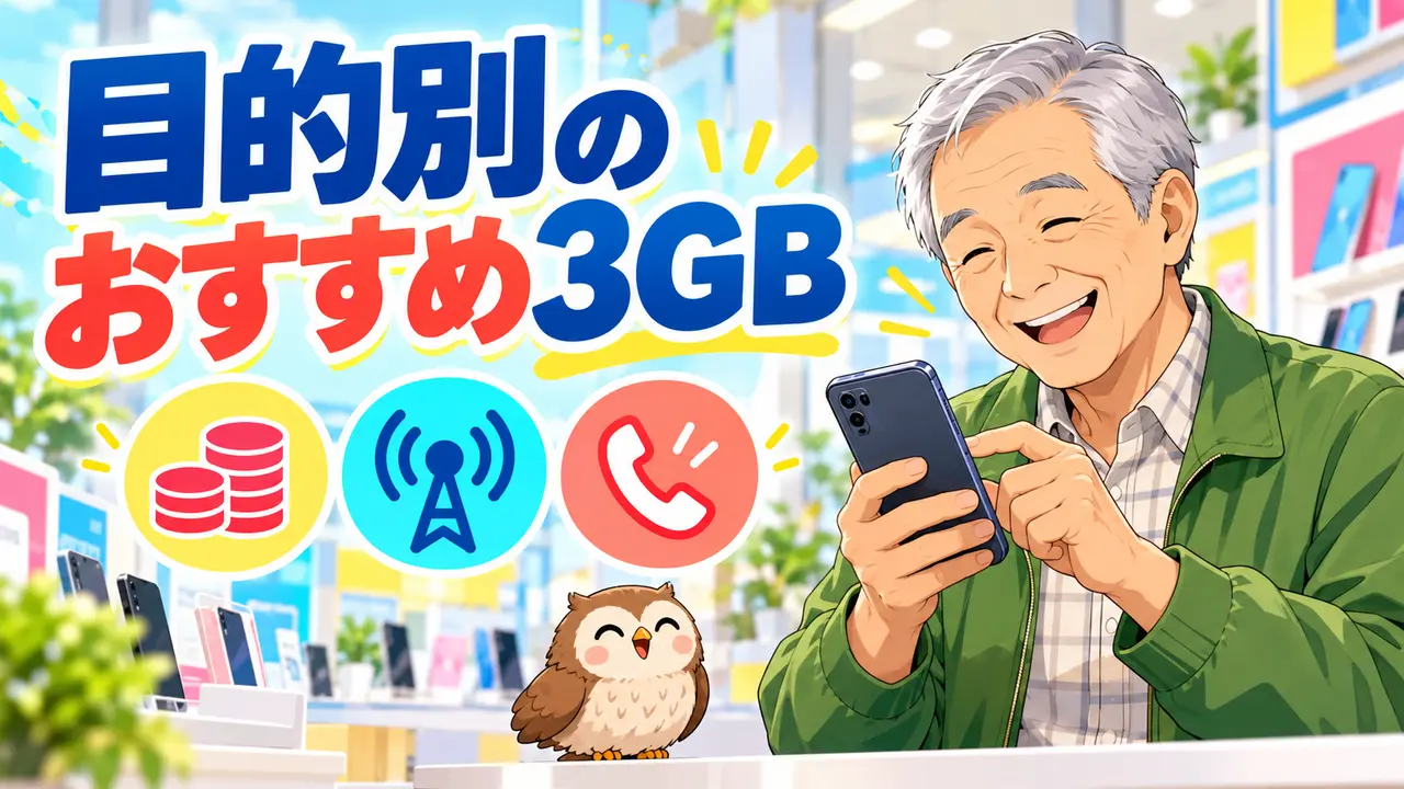 目的別に3GBの格安SIMを選ぶシニア男性