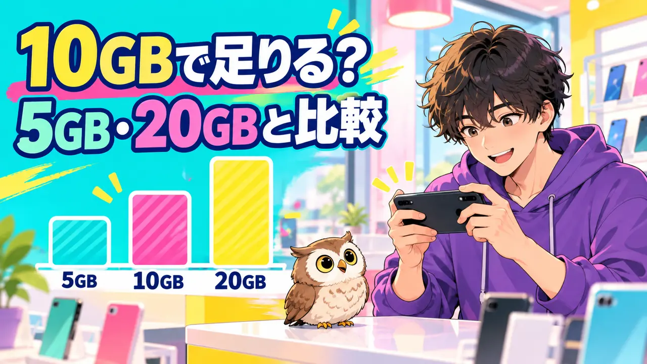 10GBで足りる?5GB・20GBと比較