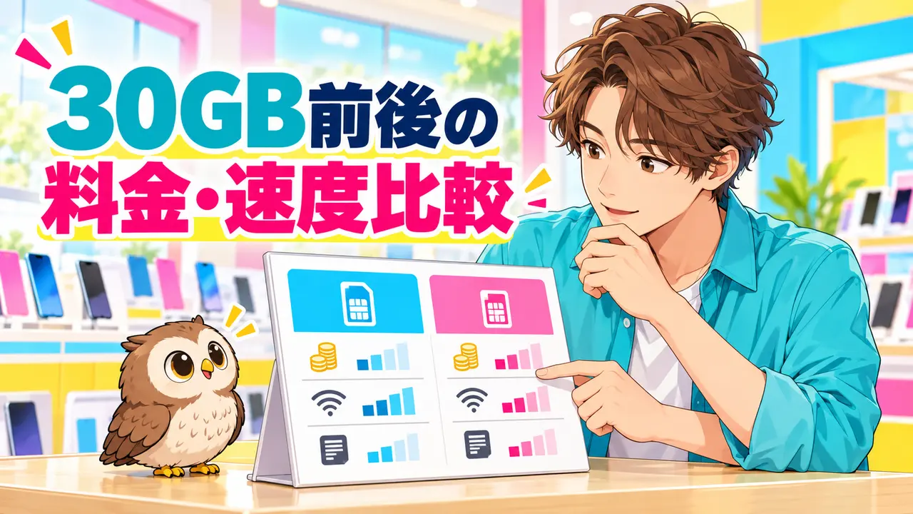 30GB前後の格安SIMを料金・速度で比較