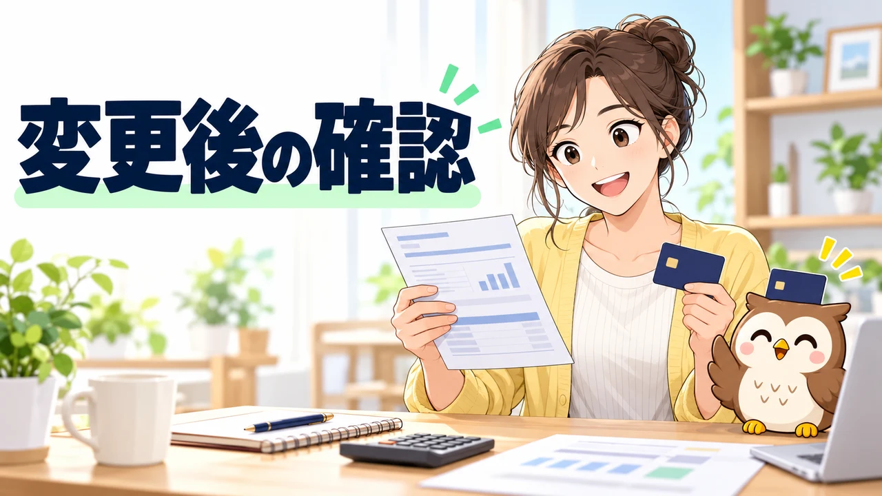 クレジットカード変更後の手続きと確認方法のイラスト