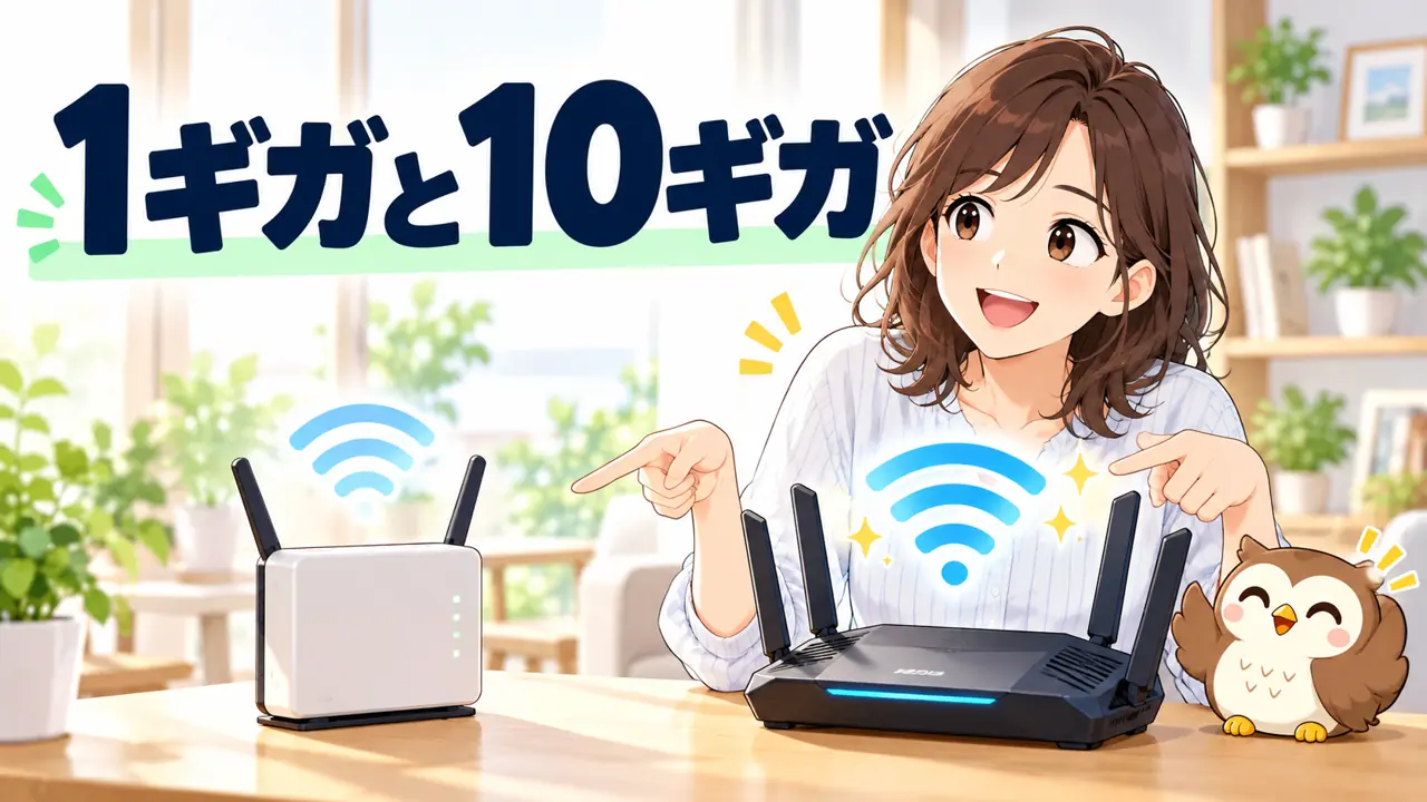 1ギガと10ギガの光回線は何が違う？のイラスト