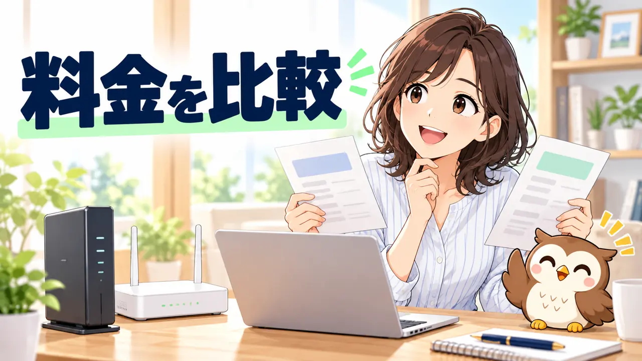 10ギガ光回線と1ギガの月額料金はいくら違う？のイラスト