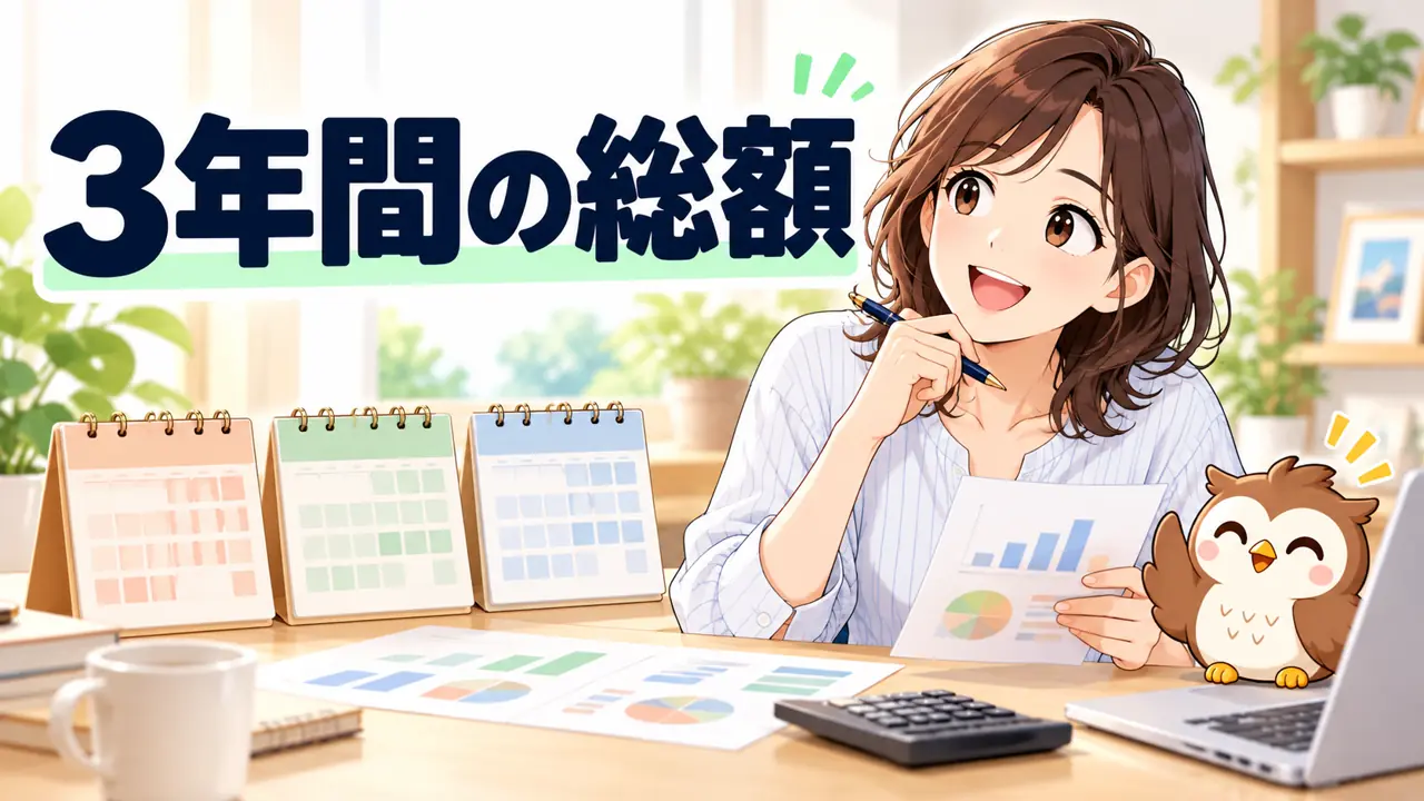 1ギガと10ギガは3年間でいくら違う？のイラスト