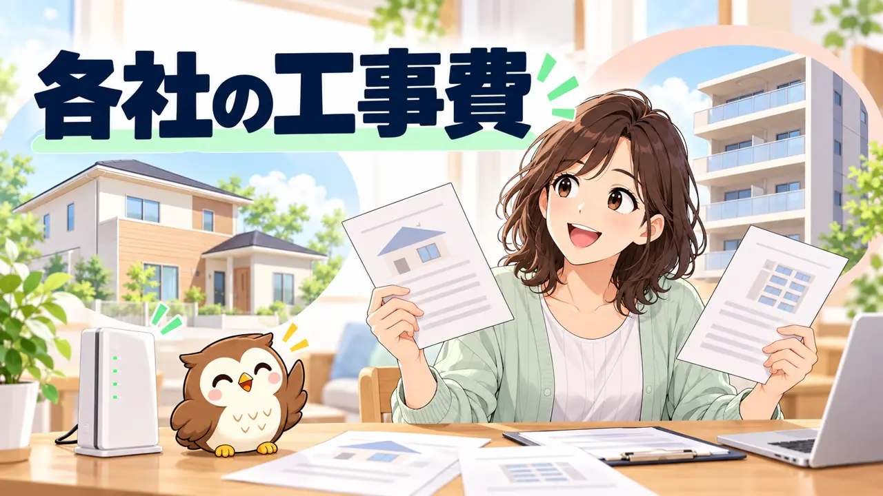 ドコモ光・ソフトバンク光・auひかりなどの工事費を比較のイラスト