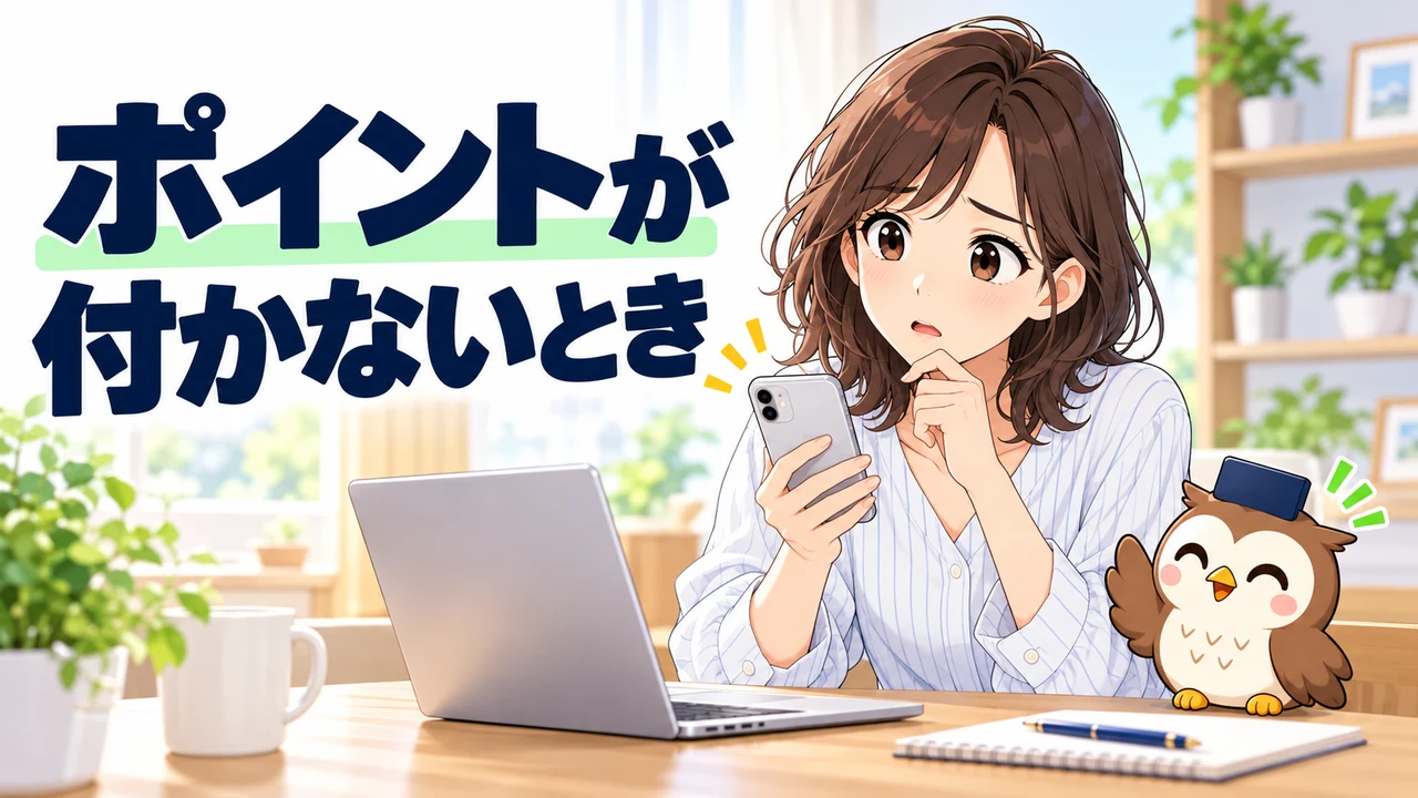 ポイントが付かない原因を考えるイラスト