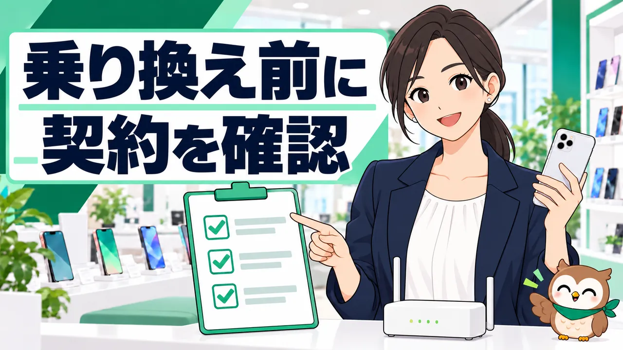格安SIMへの乗り換え前に光回線の契約を確認するイラスト