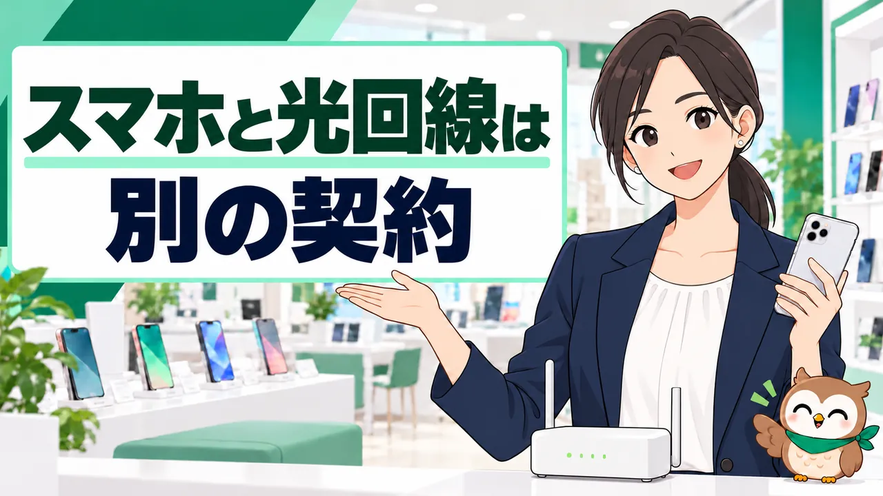 スマホと光回線は別契約であることを説明するイラスト