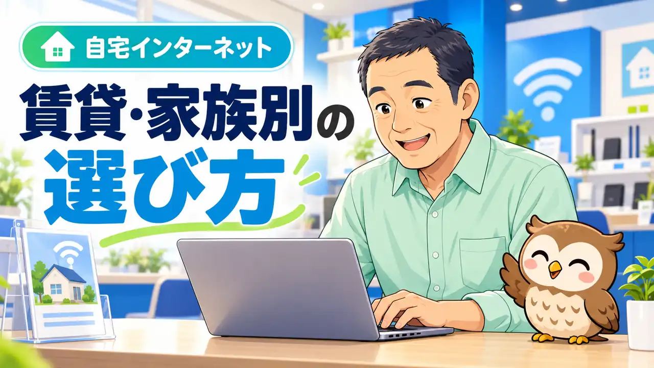 賃貸や家族の使い方に合わせたインターネット選びのイラスト