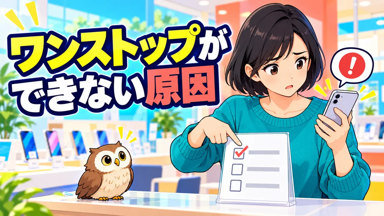 MNPワンストップが進まない原因をチェックする女性