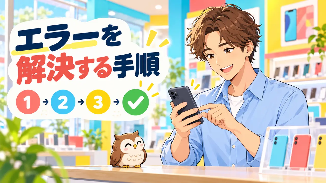 MNPワンストップのエラーを順に解決する男性