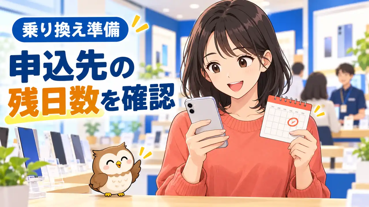 MNP予約番号の申し込みに必要な残り日数を説明するイラスト