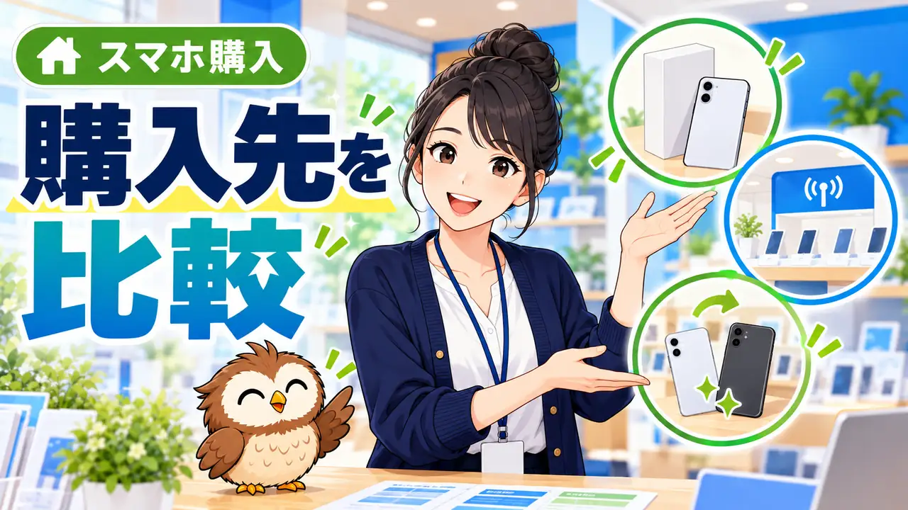 安いスマホの購入先ごとの向き不向きを説明するイラスト