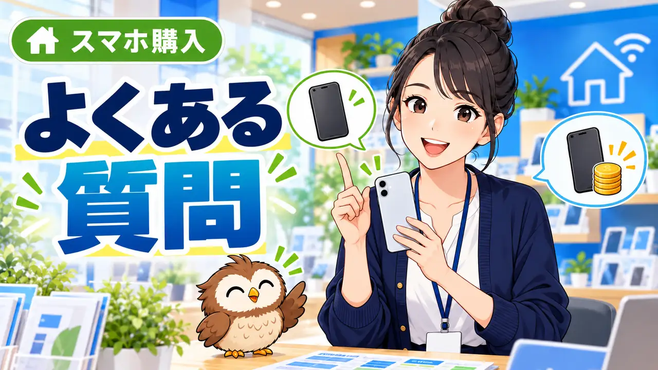 安いスマホについてよくある質問を説明するイラスト