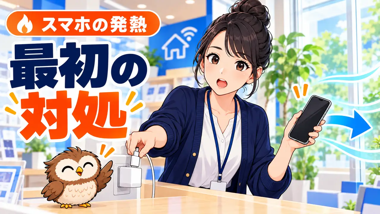 スマホが熱いとき、最初にすることを説明するイラスト