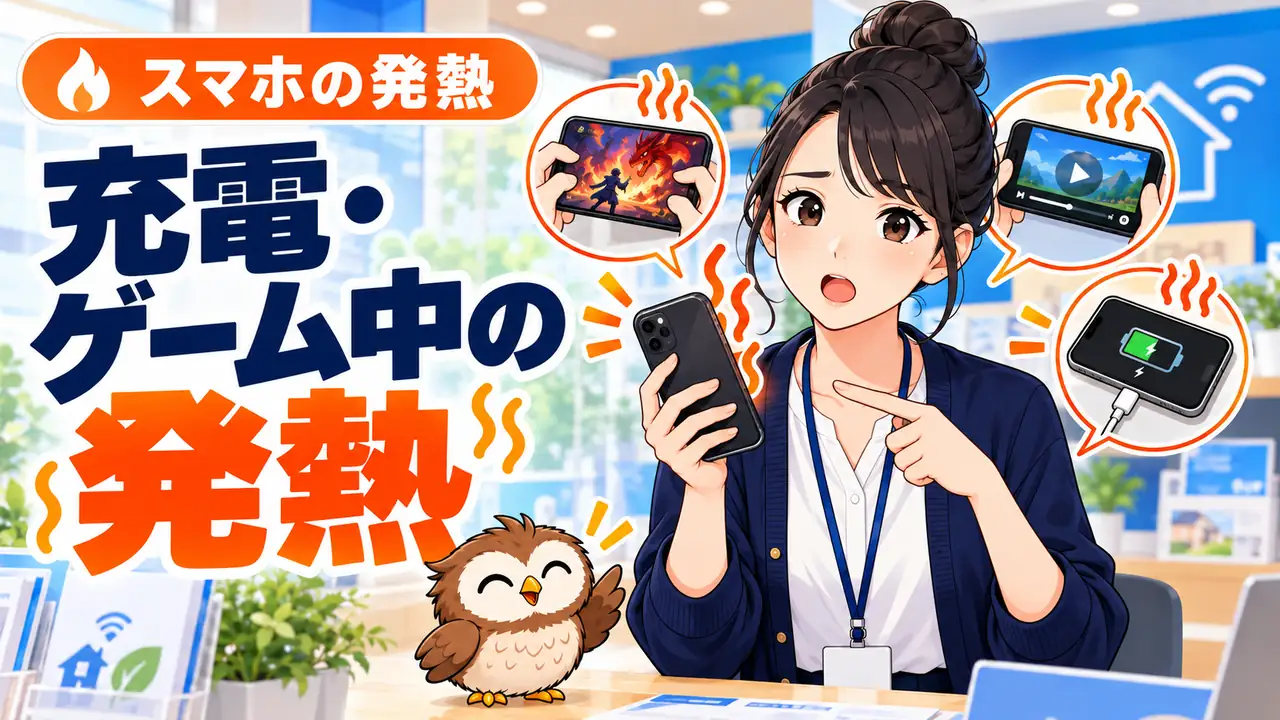充電中やゲーム中に熱くなる主な理由を説明するイラスト