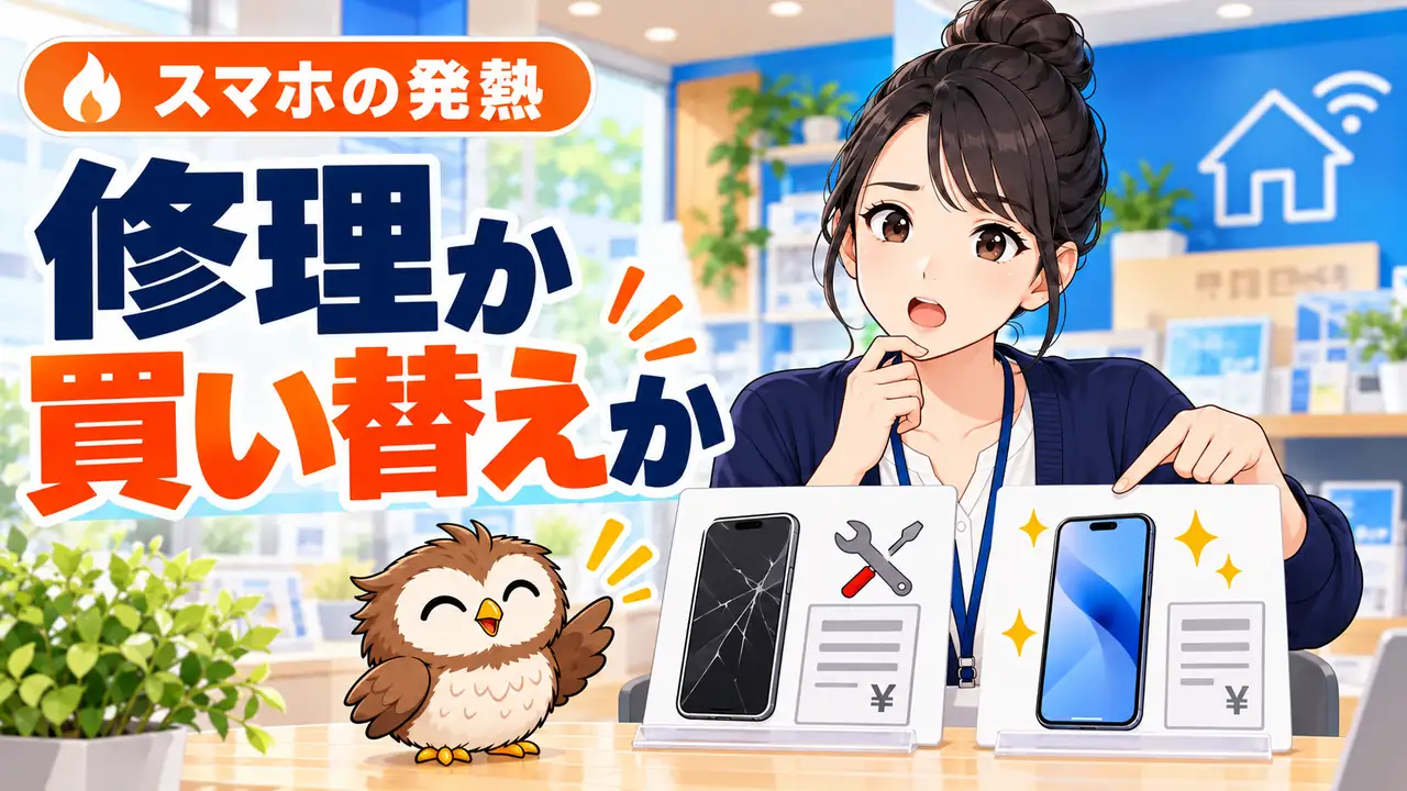修理と買い替え、どちらを選ぶ？を説明するイラスト