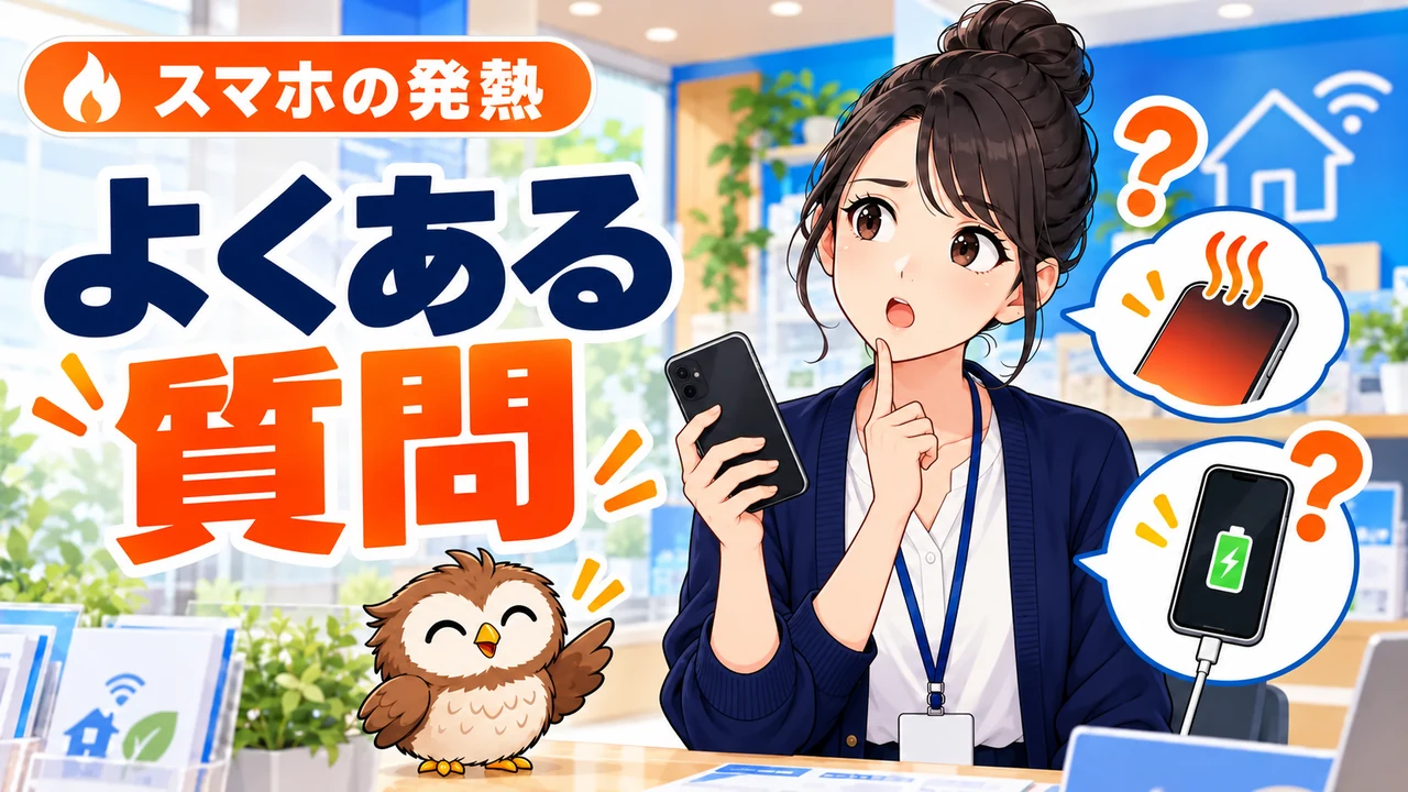 スマホの発熱についてよくある質問を説明するイラスト