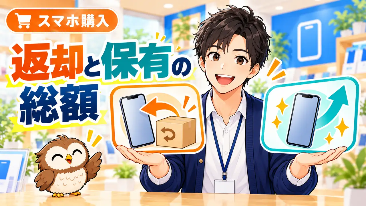 返却する場合としない場合の総額を説明するイラスト