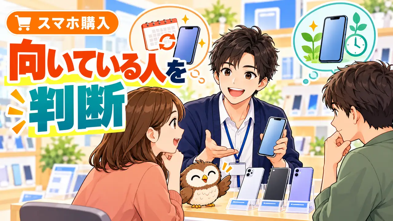 1円スマホを選んでよい人と避けた方がよい人を説明するイラスト