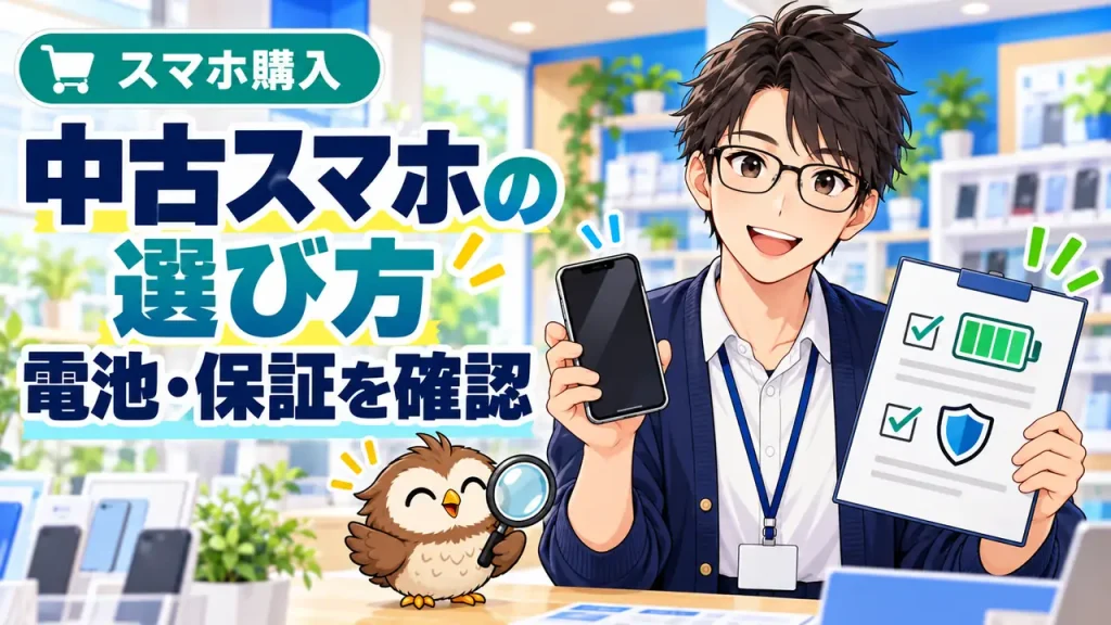 中古スマホの選び方を案内するイラスト