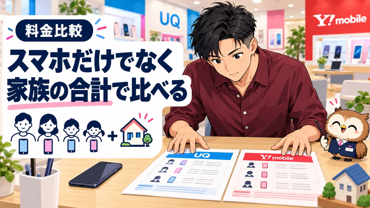 スマホだけでなく家族の合計で比べる