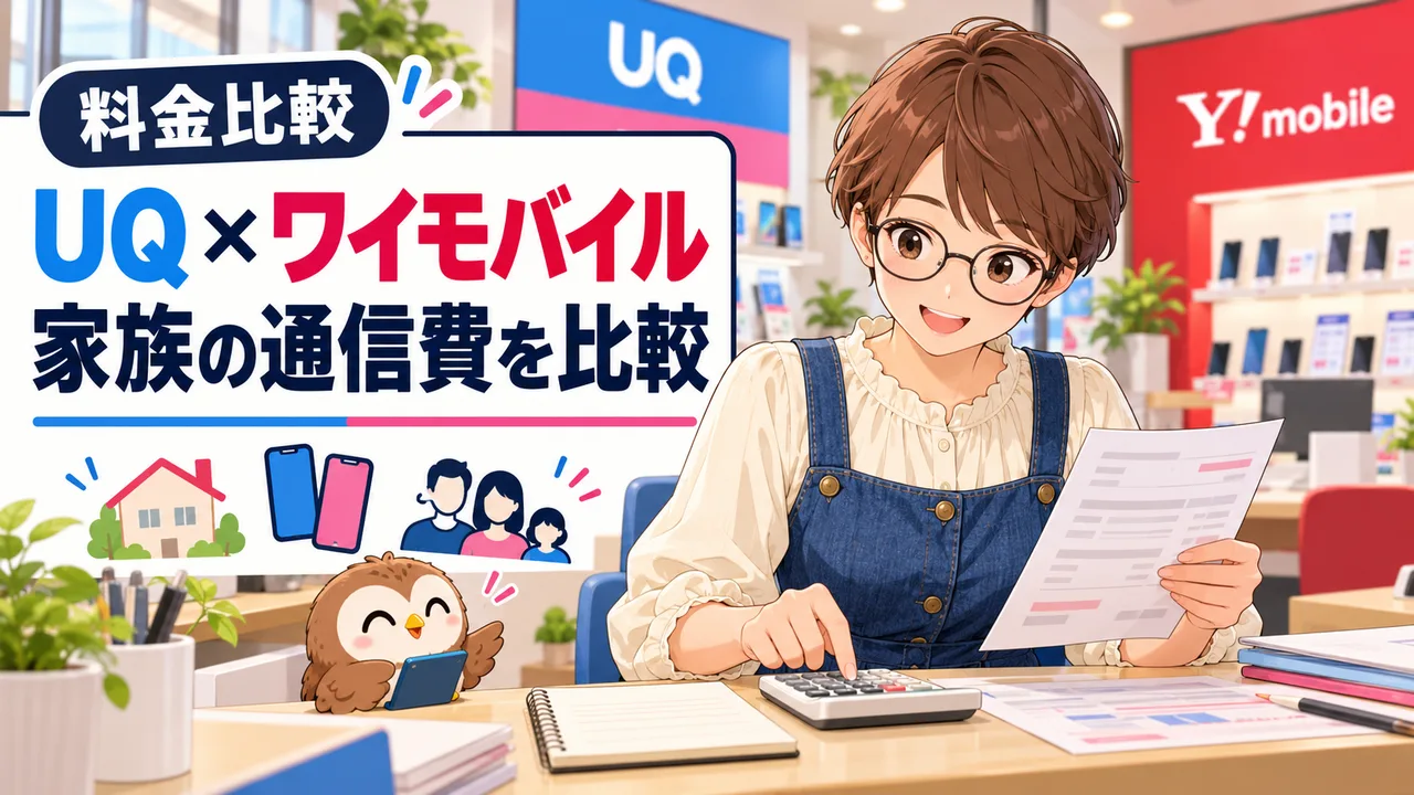 UQ × ワイモバイル家族の通信費を比較