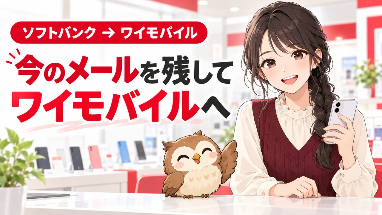 今のメールを残して:ワイモバイルへ