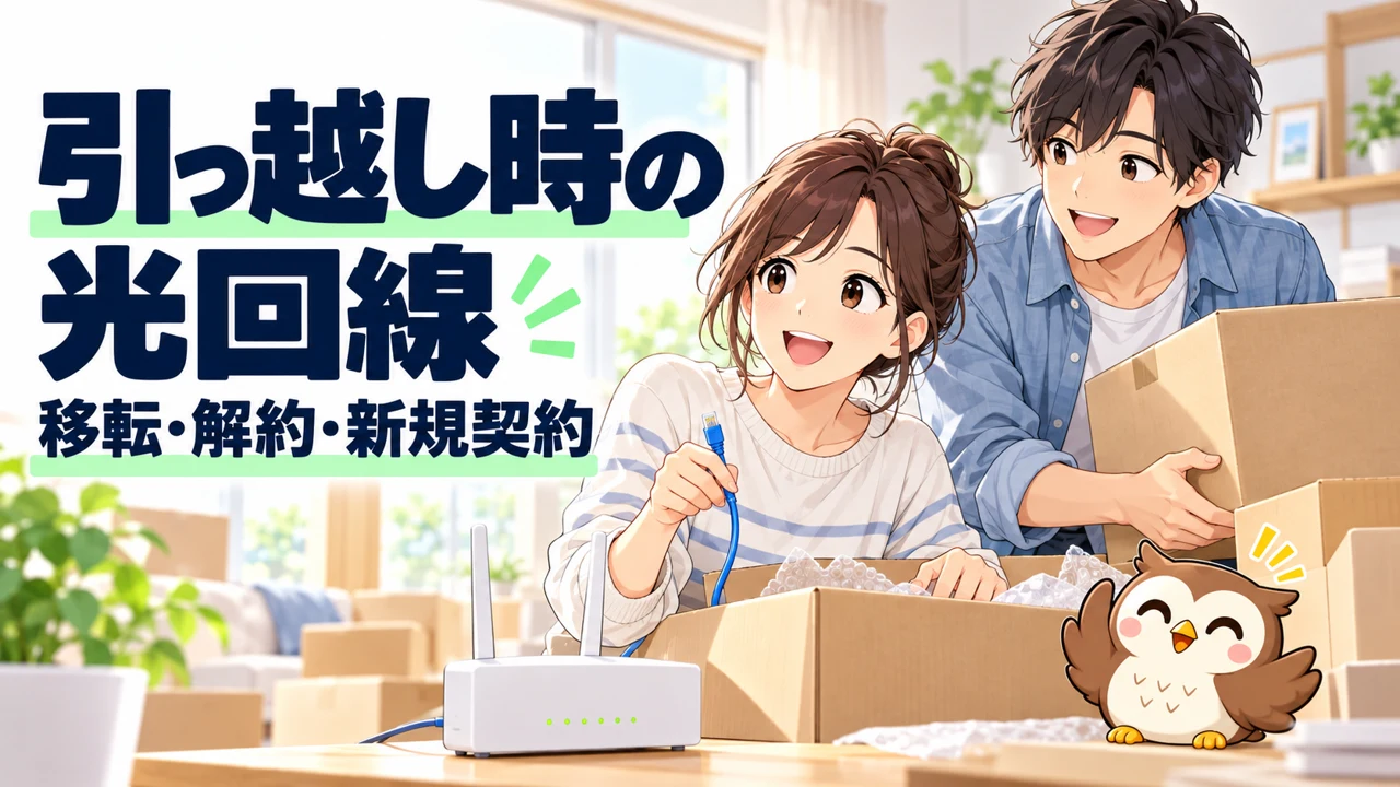 引っ越し時の光回線を移転、解約、新規契約で比較するアイキャッチ画像