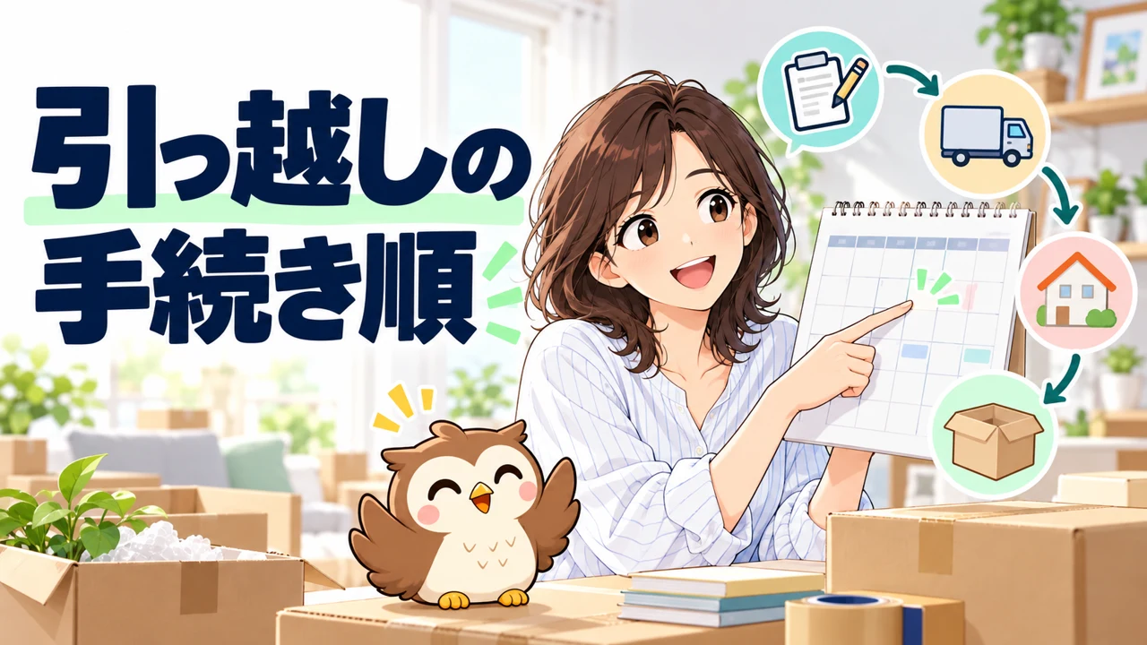引っ越し時の光回線手続き順を確認するイラスト