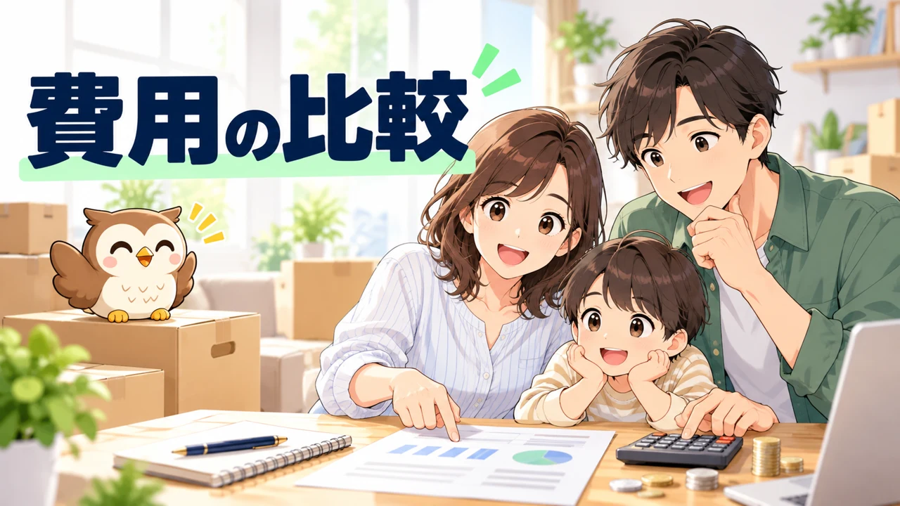 引っ越し時の光回線の24か月と36か月費用を比較するイラスト