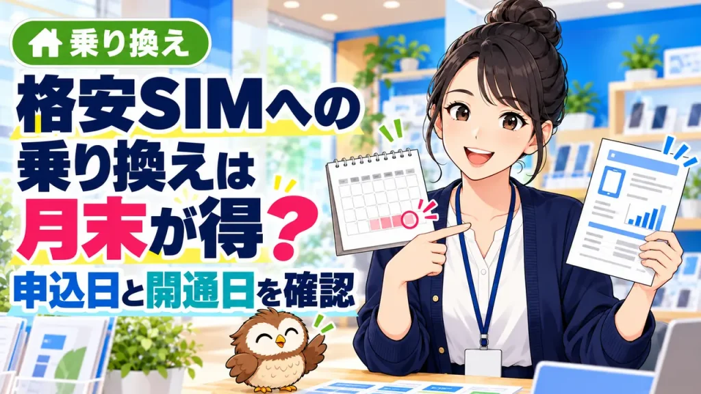 格安SIMへの乗り換えで申込日と開通日を確認するイラスト