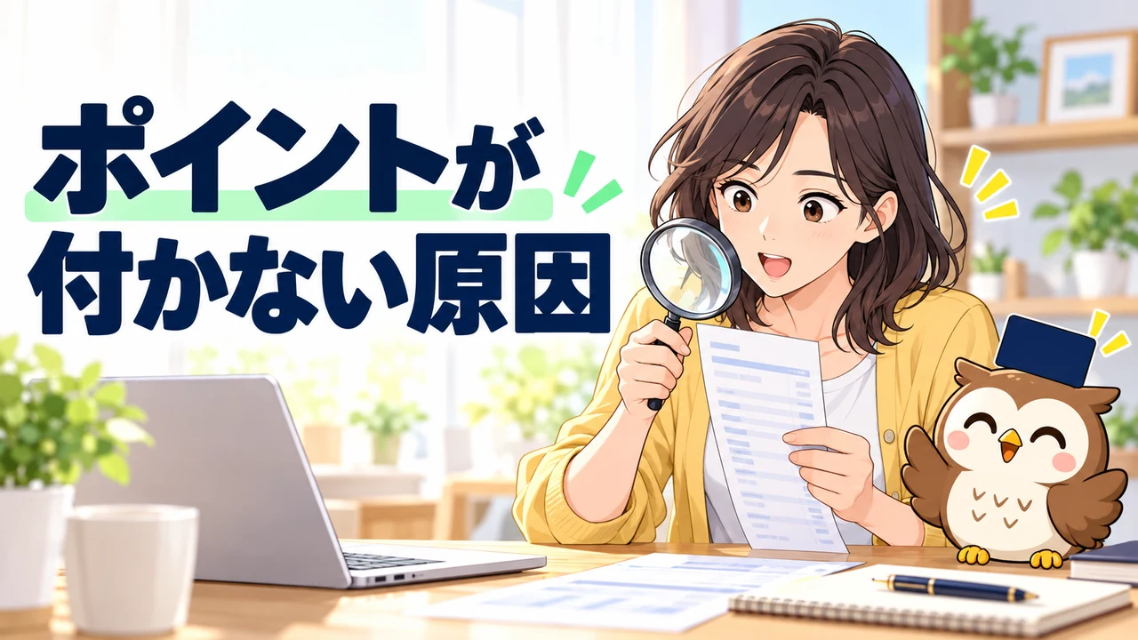ポイント対象外の支払いと見直し方法を説明するイラスト