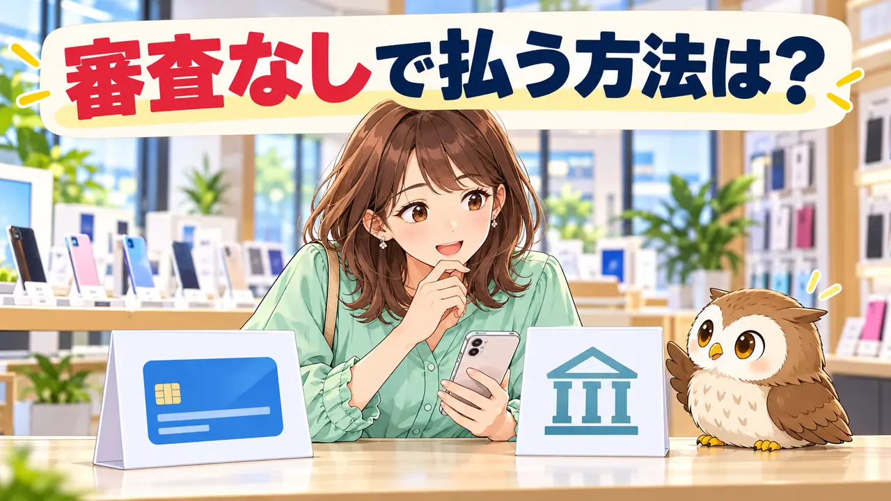 審査なしの支払い方法としてデビットカードと口座振替を比べる女性