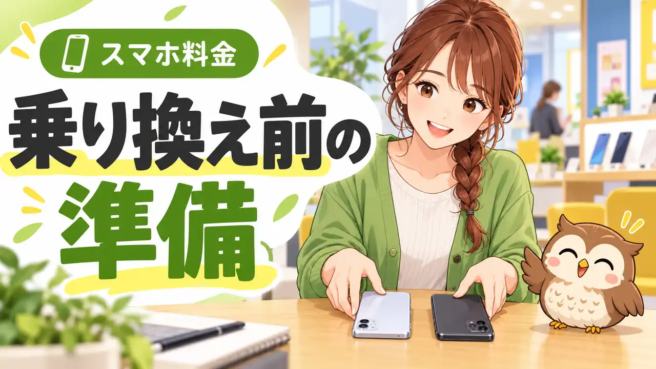 スマホの乗り換え前に確認する手順のイラスト