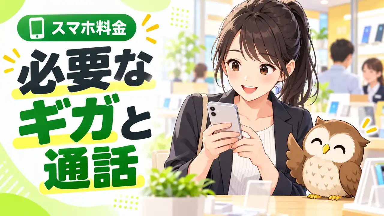 必要なデータ容量と通話時間を確認するイラスト