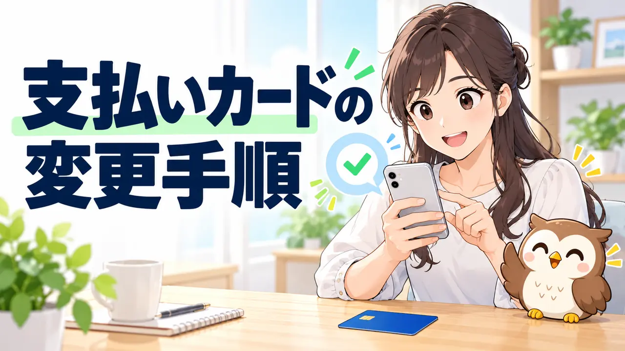 通信会社のマイページで支払いカードを変更するイラスト