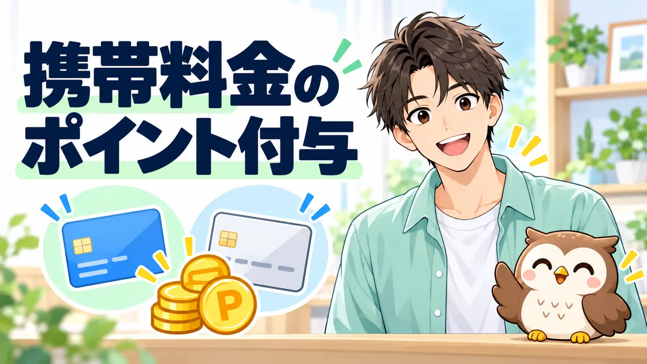 携帯料金へのポイント付与がカードで異なることを示すイラスト