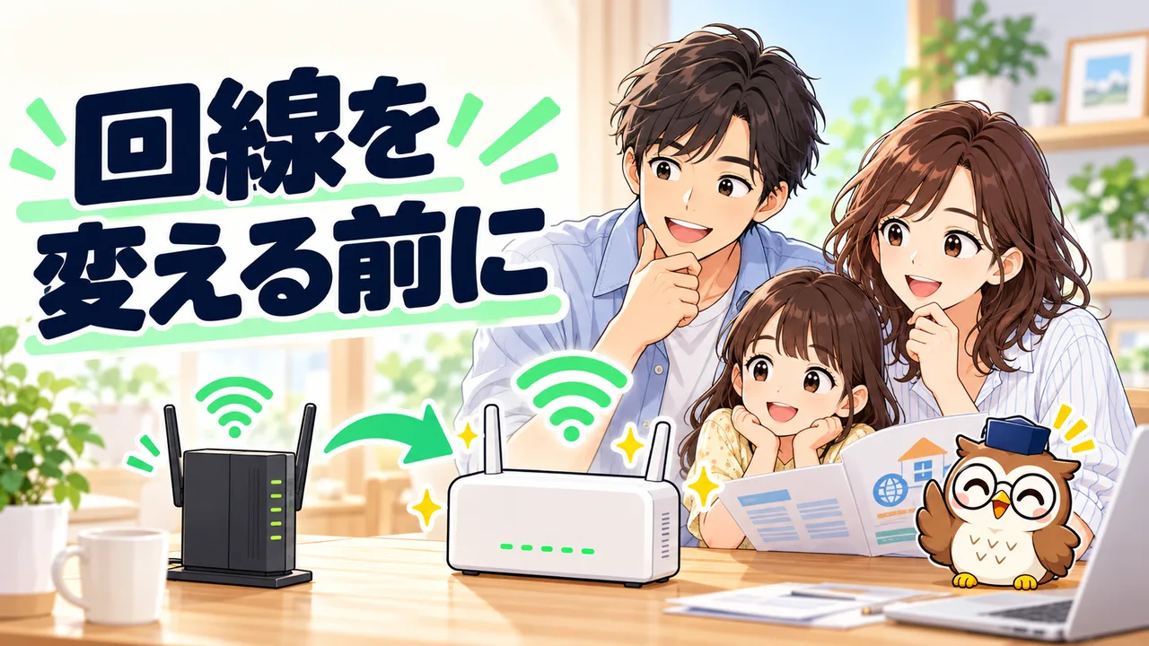 光回線を変更する前に端末と機器を確認するイラスト