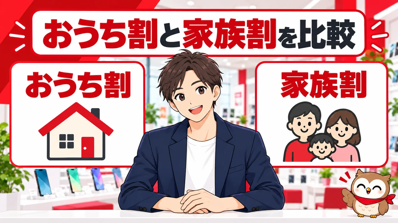 ワイモバイルのおうち割と家族割の違いを比較