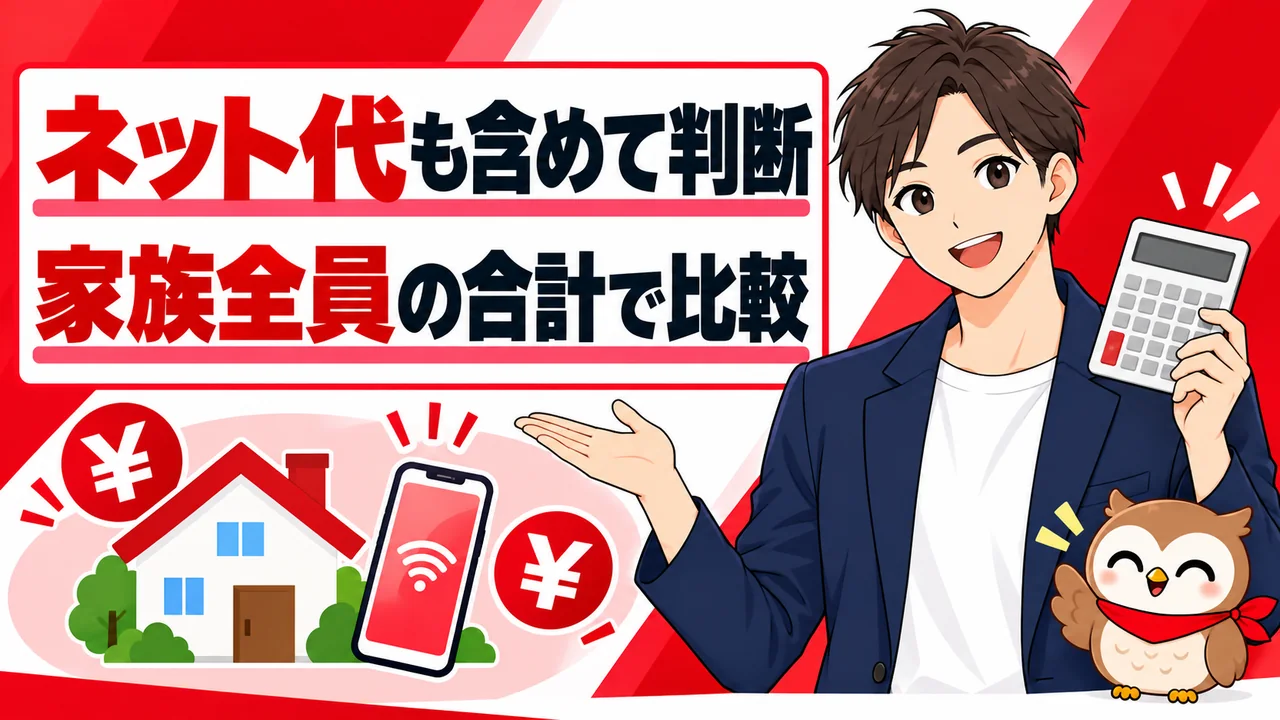 ネット代を含めて家族全員の合計料金を比較